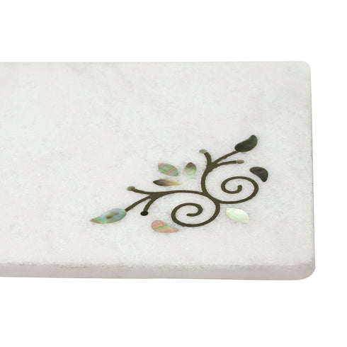 White Marble Chopping Board with Mother of Pearl